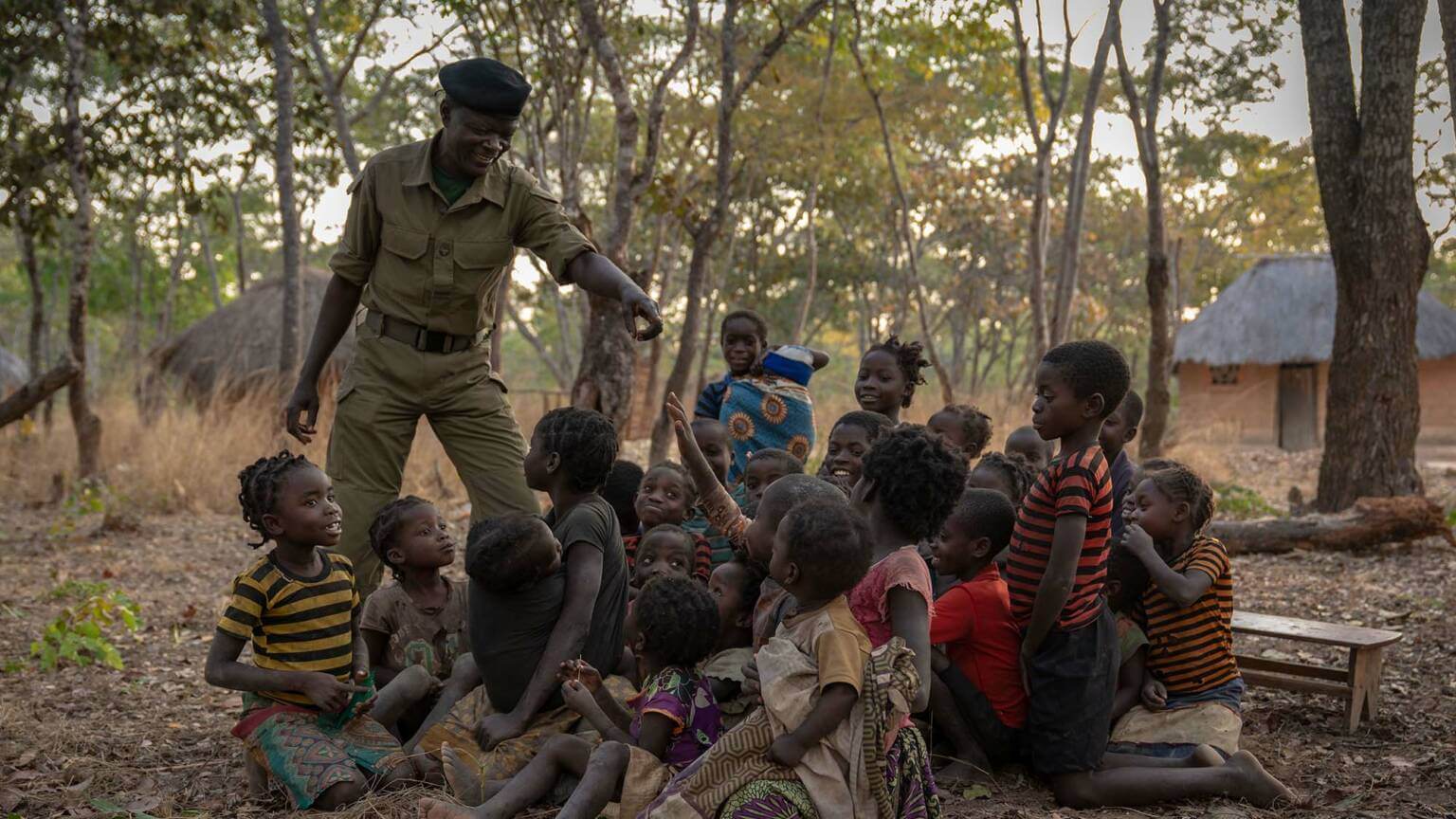 Man leading a group of students in an exercise